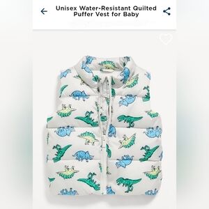 Dinosaur Baby Puffer Vest White Old Navy